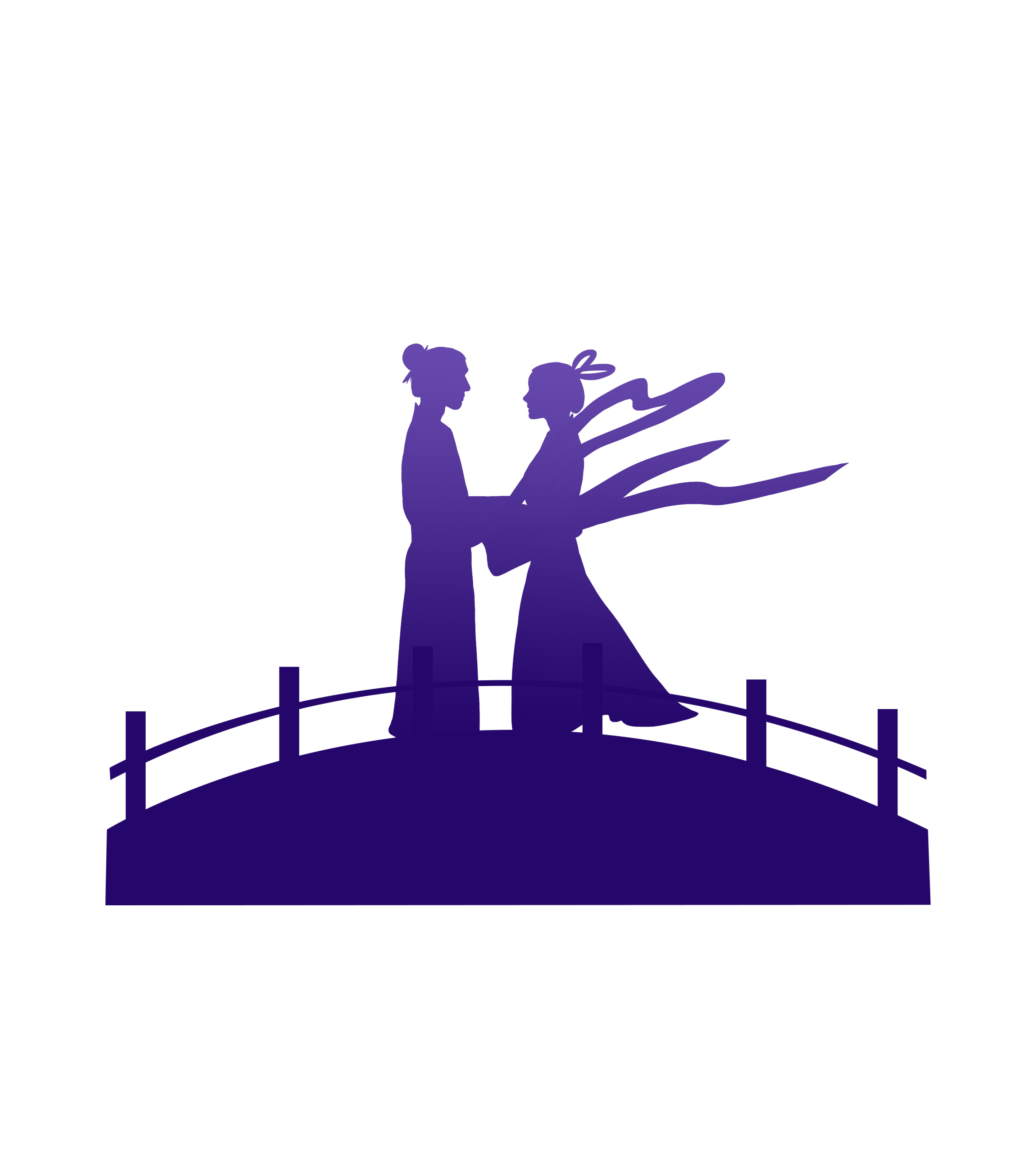 牛郎织女七夕相会剪影元素