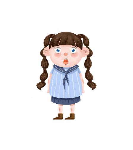 卡通可爱双马尾女孩手绘元素